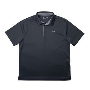 Under Armour Polo Shirt Mens XL Black Loose Tech Moisture Wick Performance Golf